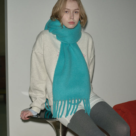 Mint Green Snowbud Pink Wool Blend Scarf For Women
