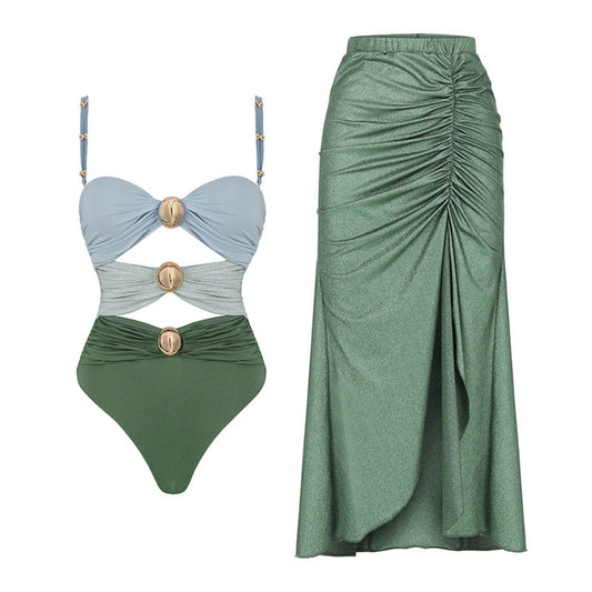 Sexy Hollow Out Swimwear with Cover Dress