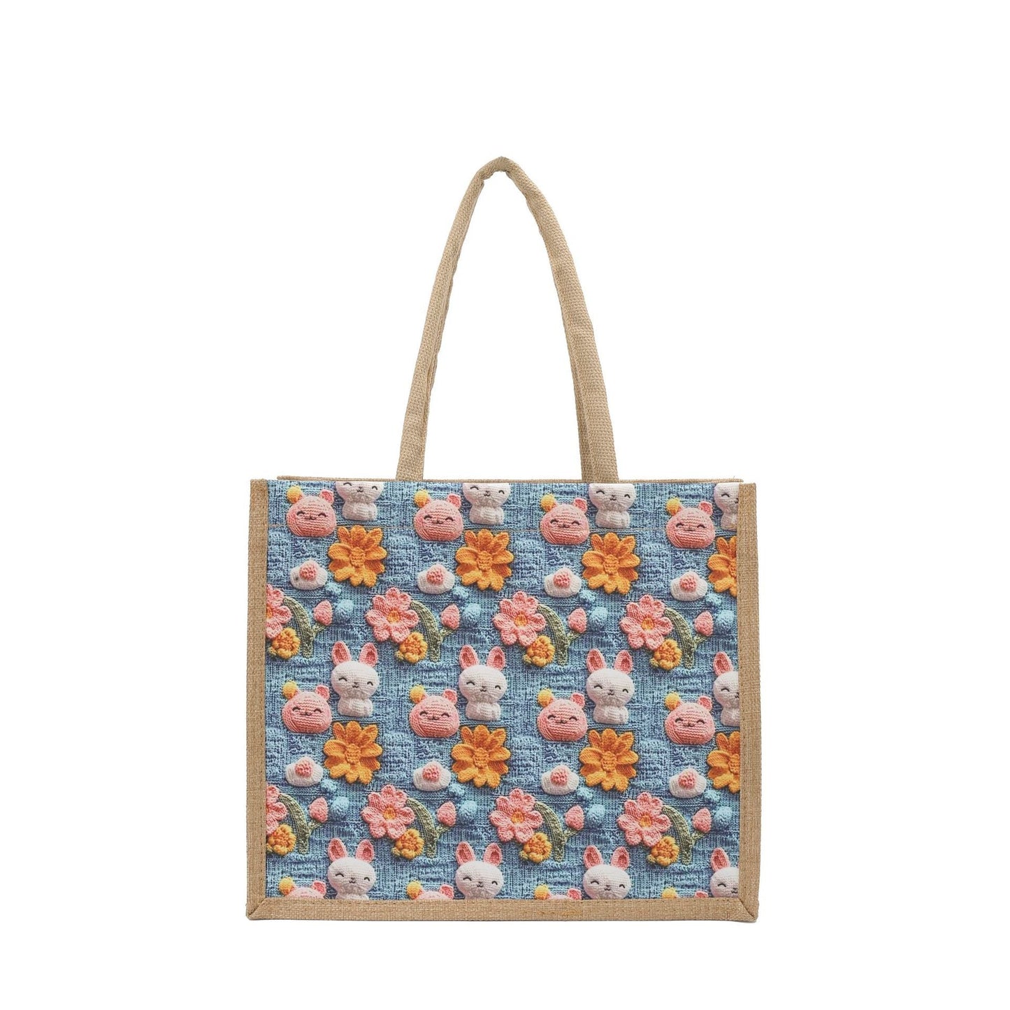 Stylish 3D Patterned Linen Tote Bag for Women