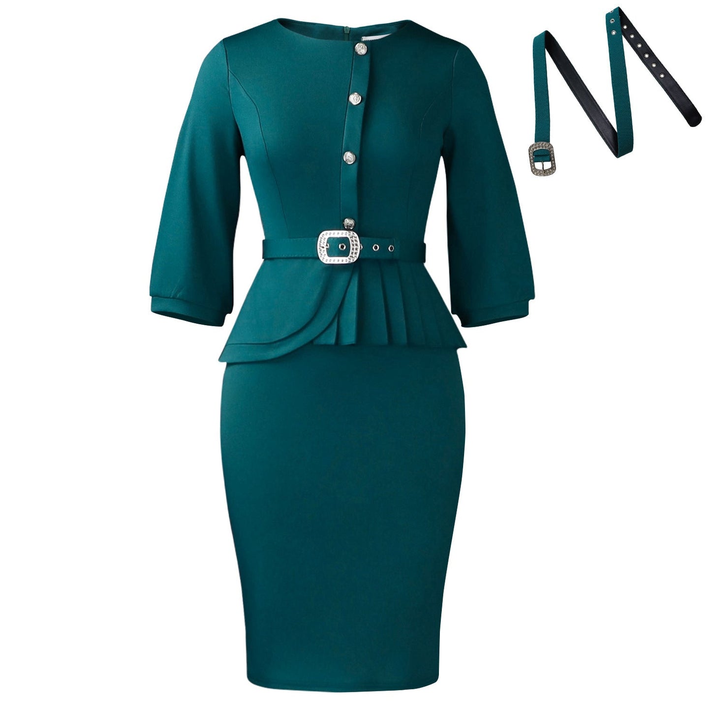 Elegant Ruched Bodycon Dress With Ruffled Neckline