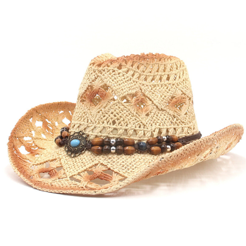 New Scenic Outdoor Beach  Cowboy Hat Sun-Proof Straw Hat Jazz Hat