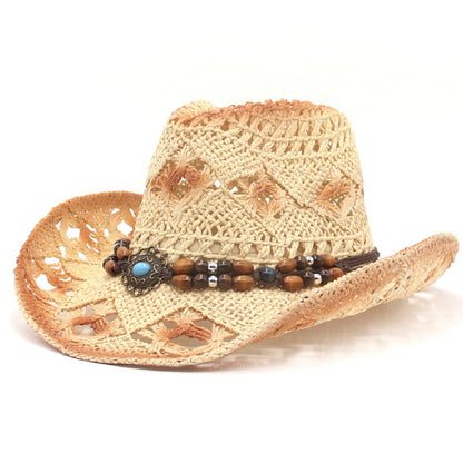 New Scenic Outdoor Beach  Cowboy Hat Sun-Proof Straw Hat Jazz Hat