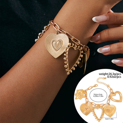 Heart-Shaped Metal Lava Pendant Necklace Trendy Sweet Style