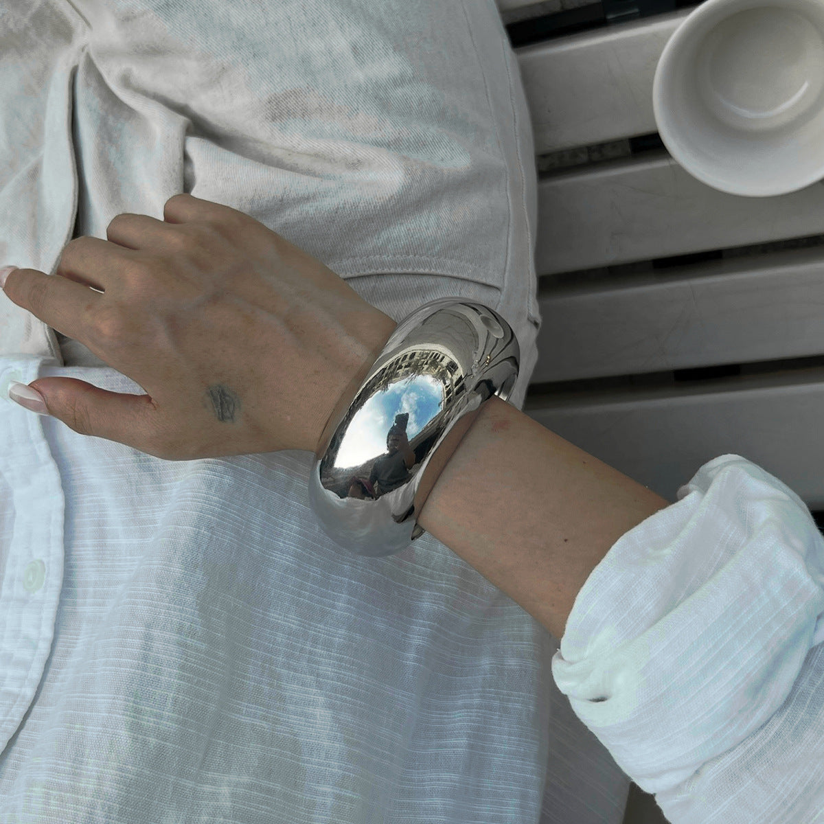 Bold Geometric Metal Cuff Bracelet Stylish Accessory