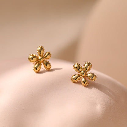 Simple Floral Gold Plated Stud Earrings