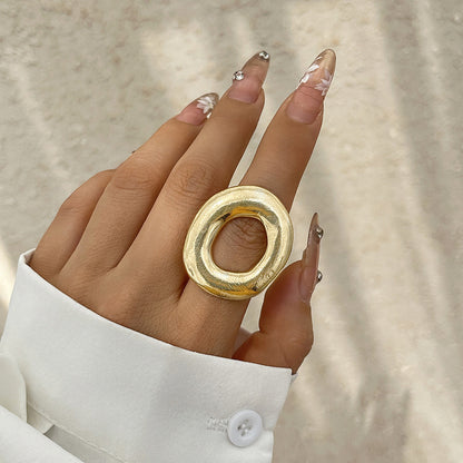 French Butterfly Ring Metal Glossy Double-Finger Fashion Ring