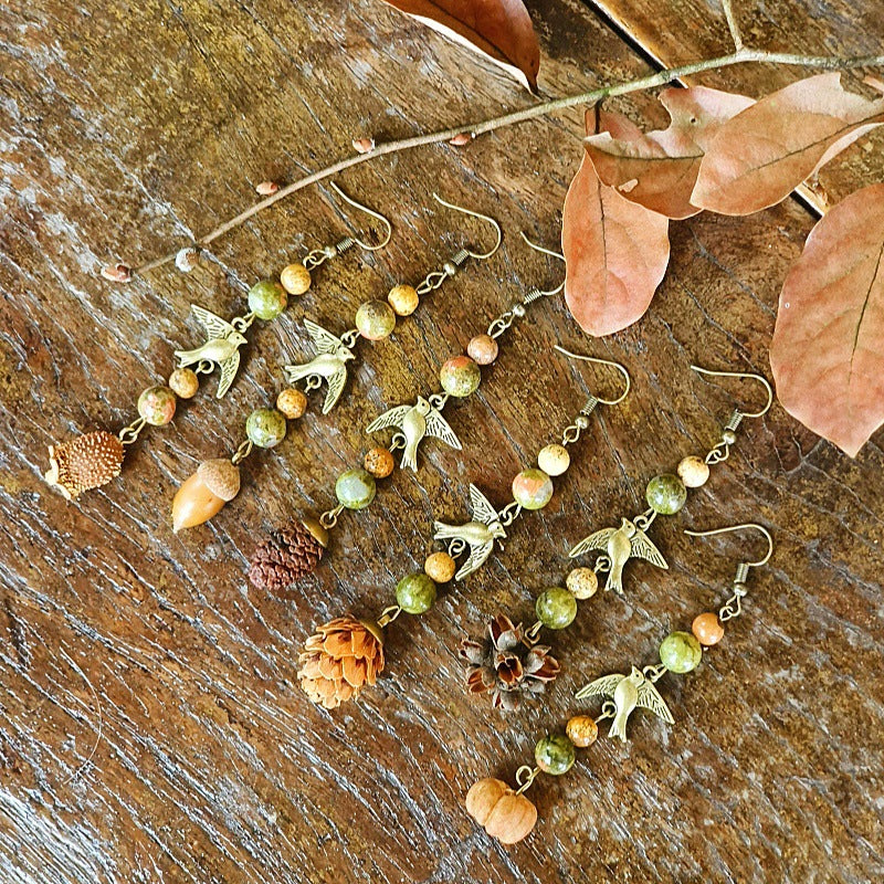 Handmade Vintage-Inspired Earrings with Natural Stone