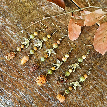 Handmade Vintage-Inspired Earrings with Natural Stone