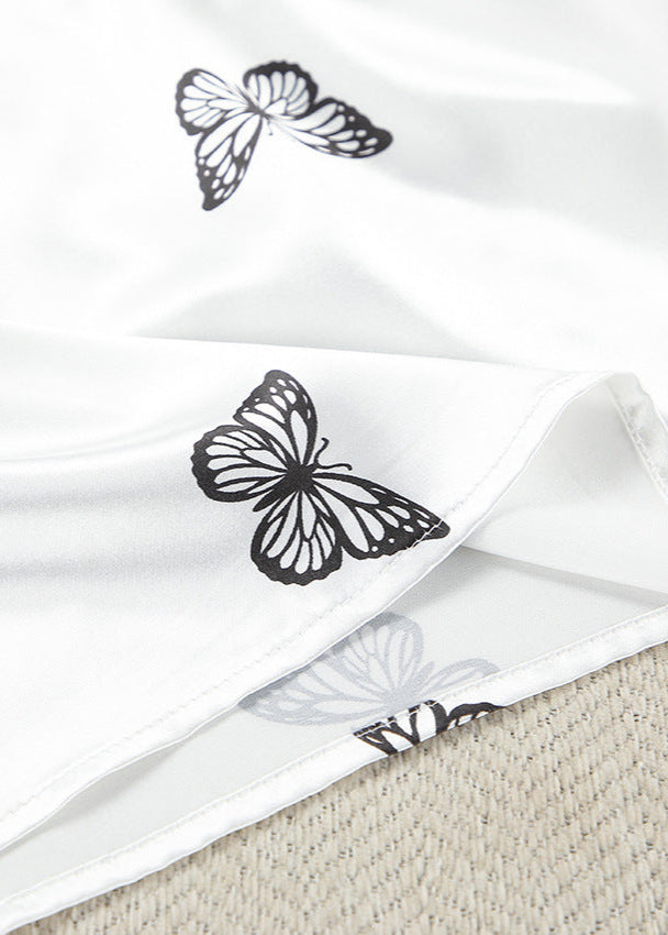 Satin Butterfly Pajama Set With Adjustable Cami Top