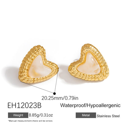 Heart Shaped Stainless Steel Earrings Trendy Minimalist Design