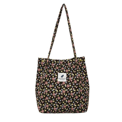 Printed Corduroy Canvas Tote Bag
