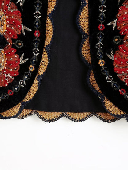 Vintage Flower EmbroideriesÂ Open Front Vest