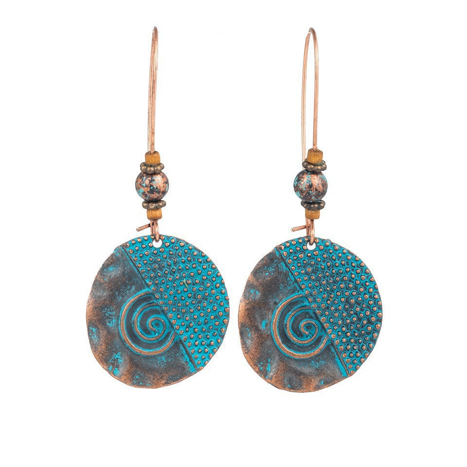 Vintage Floral Leaf Design Turquoise Alloy Earrings
