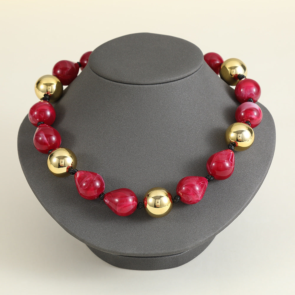 Bold Punk Color Block Necklace - Handmade Acrylic Bead Statement Jewelry