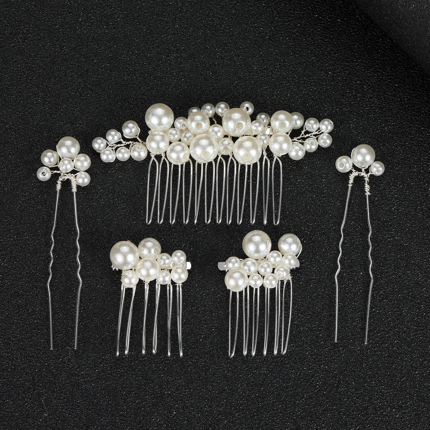 Bridal Wedding Hair Accessories Set 3 Combs + 2 Hair Pins