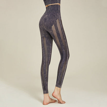 Solid Color Seamless Wash Yoga Pants Women'S Sports Tights