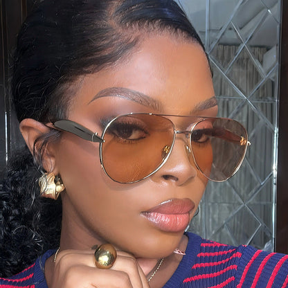 Trendy Oversized Metal Sunglasses Unisex Outdoor Driving Shades