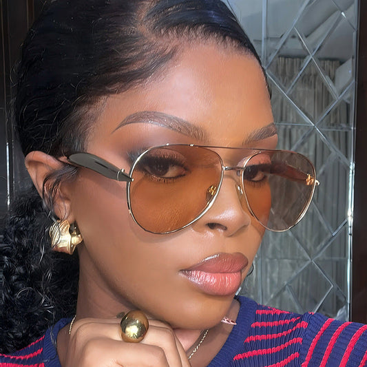Trendy Oversized Metal Sunglasses Unisex Outdoor Driving Shades