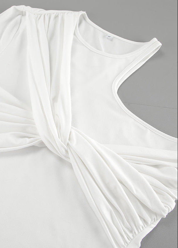 Asymmetrical One Sleeve Top Soft Stretchy Fabric