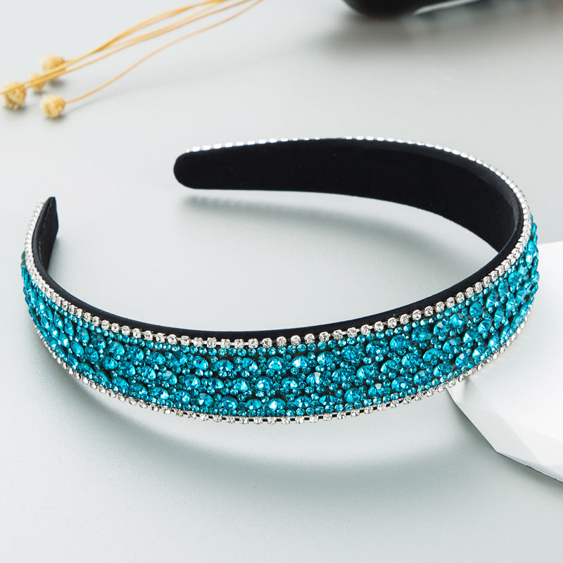 Colorful Rhinestone Wide Headband Elegant Fashion Hair Accessory