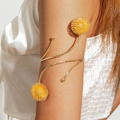 Floral Open Arm Cuff Bracelet Geometric Punk Style Beach Party Jewelry