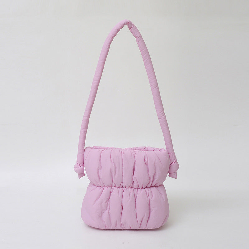 Trendy Nylon Bucket Bag Soft Casual Shoulder Bag