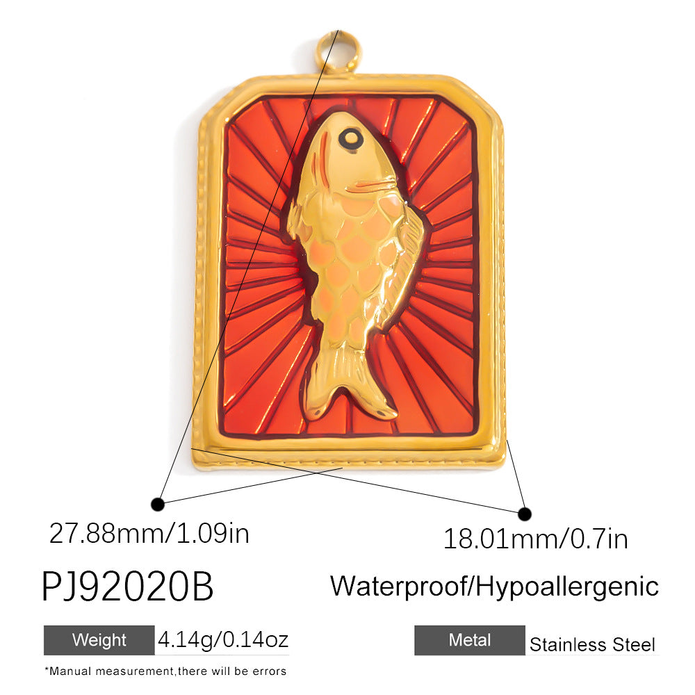 Stainless Steel Tarot Card Pendant Ocean Series Handmade DIY Jewelry Accessories