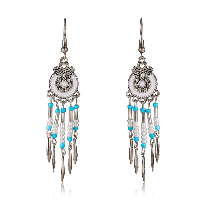 Creative Small Alloy Short Tassel Earrings For Women'S Multi Layer Rice Ball Earrings Jewelry