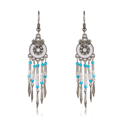 Creative Small Alloy Short Tassel Earrings For Women'S Multi Layer Rice Ball Earrings Jewelry