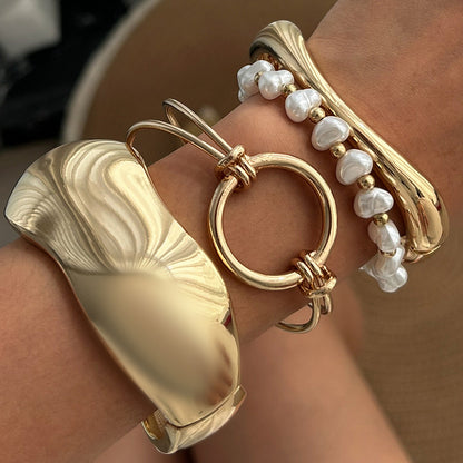 Geometric Alloy Bracelet Set Minimalist Spring Band