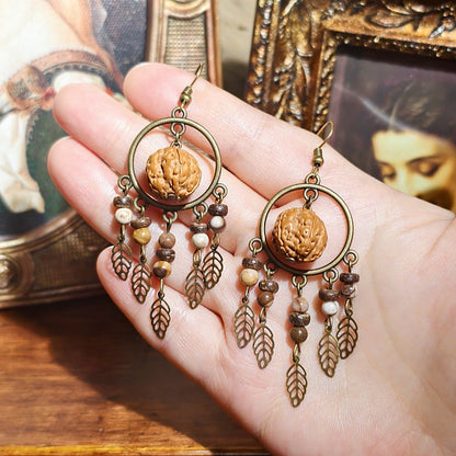 Vintage Inspired Leaf Tassel Earrings Alloy Statement Jewelry