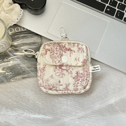 Mini Bluetooth Earphone Organizer Wallet with Floral Design