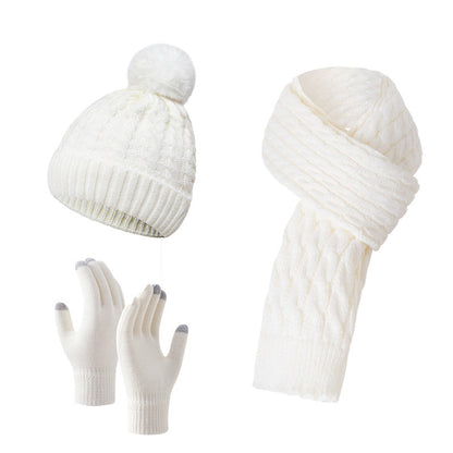 Warm Knit Beanie Scarf Gloves Set