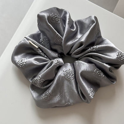 Elegant Rose Embossed Satin Stretchy Scrunchies