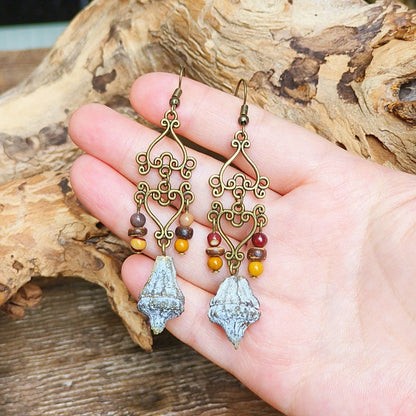 Vintage Style Bohemian-Inspired Dried Fruit Beaded Earrings