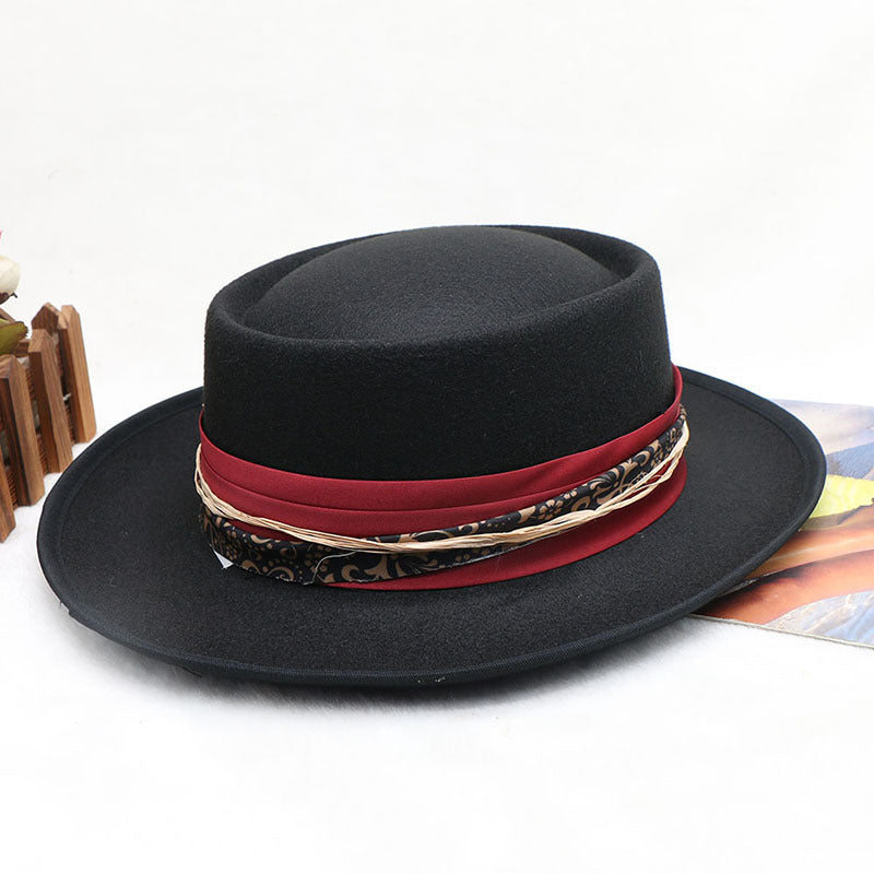 Elegant Black Wool Felt Fedora Hat for Women