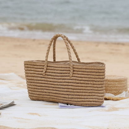 Large Capacity Woven Simple Beach Handbag