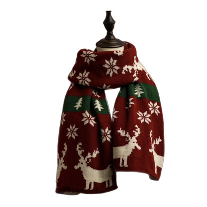 Christmas Reindeer Soft Thick Warm Knit Scarf