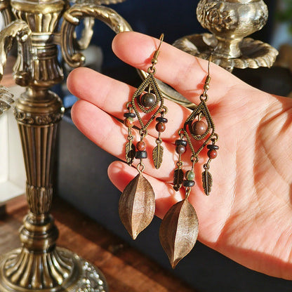 Handcrafted Vintage Geometric Feather Earrings Bohemian Style