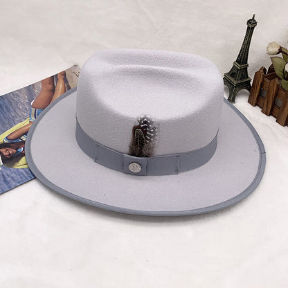 Trendy Retro Wool Felt Wide Brim Hat for Men