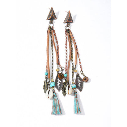 Bohemian Style Gemstone Tassel Earrings for Women