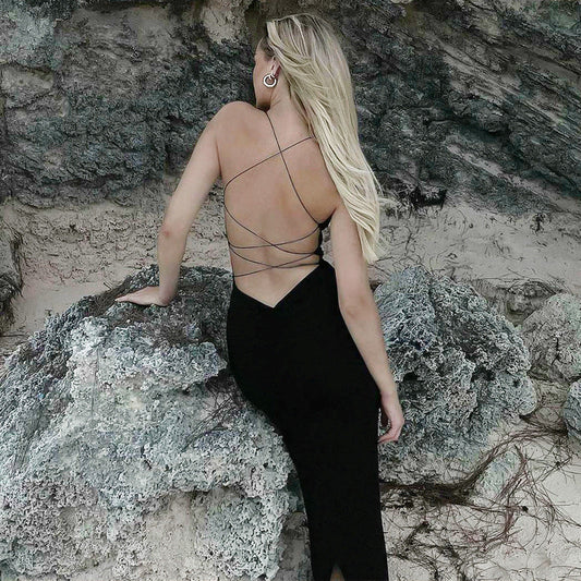 Elegant Backless Slit Maxi Dress