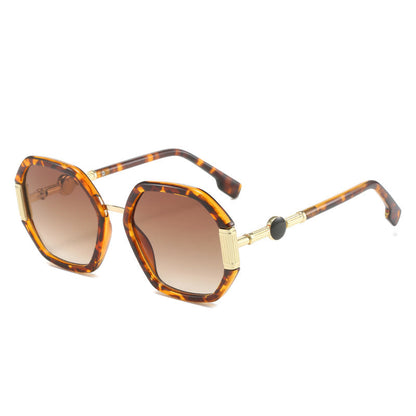 Polygon Sunglasses For Women Trendy Metal Frames Ocean Color