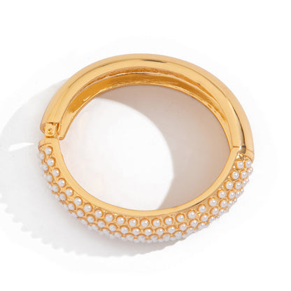 Casual Pearl Open-Edge Oval Shape Bracelet Set