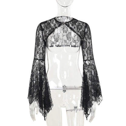 Batwing Sleeve Lace Open Blouse for Women