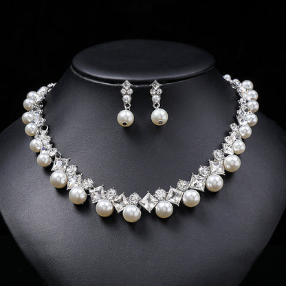 Trendy Pearl Gemstone Necklace Set for Women