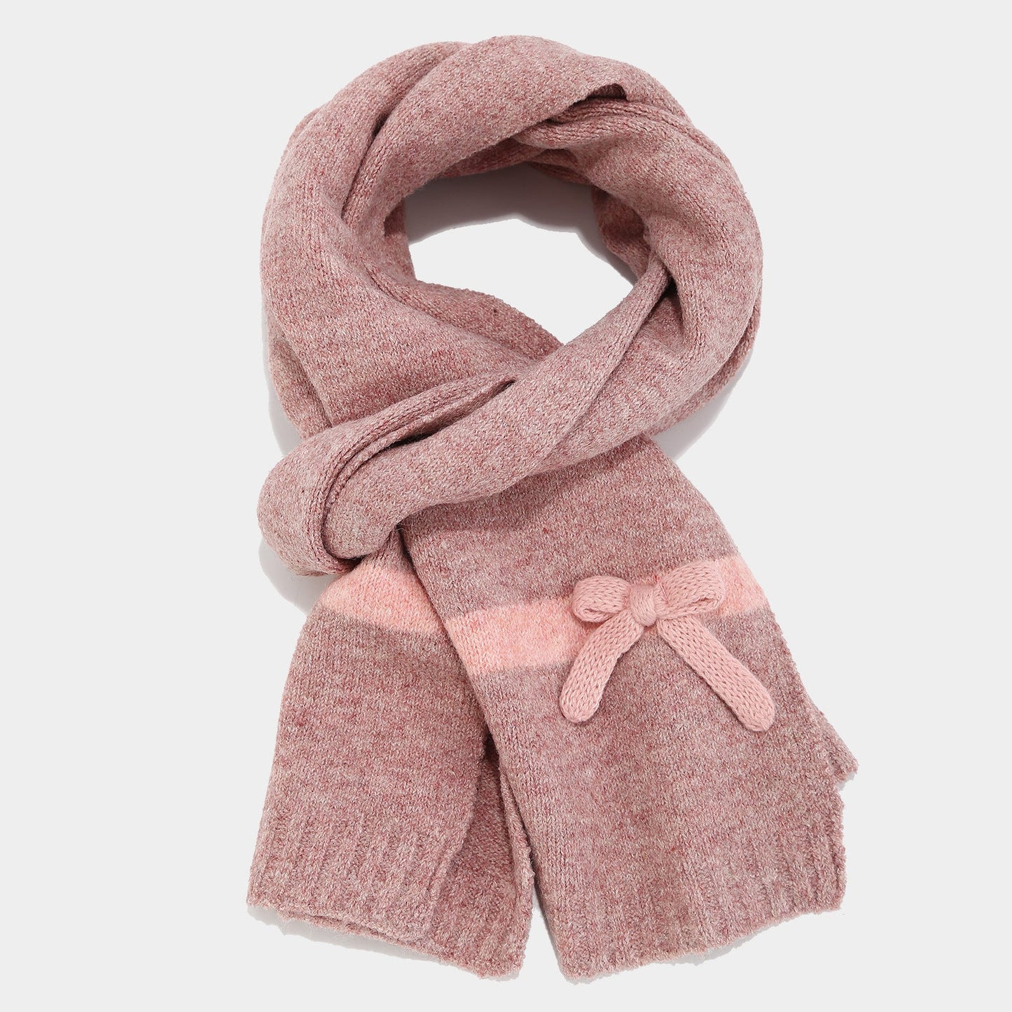 Winter Cute Bow Knot Hat Scarf Gloves Set