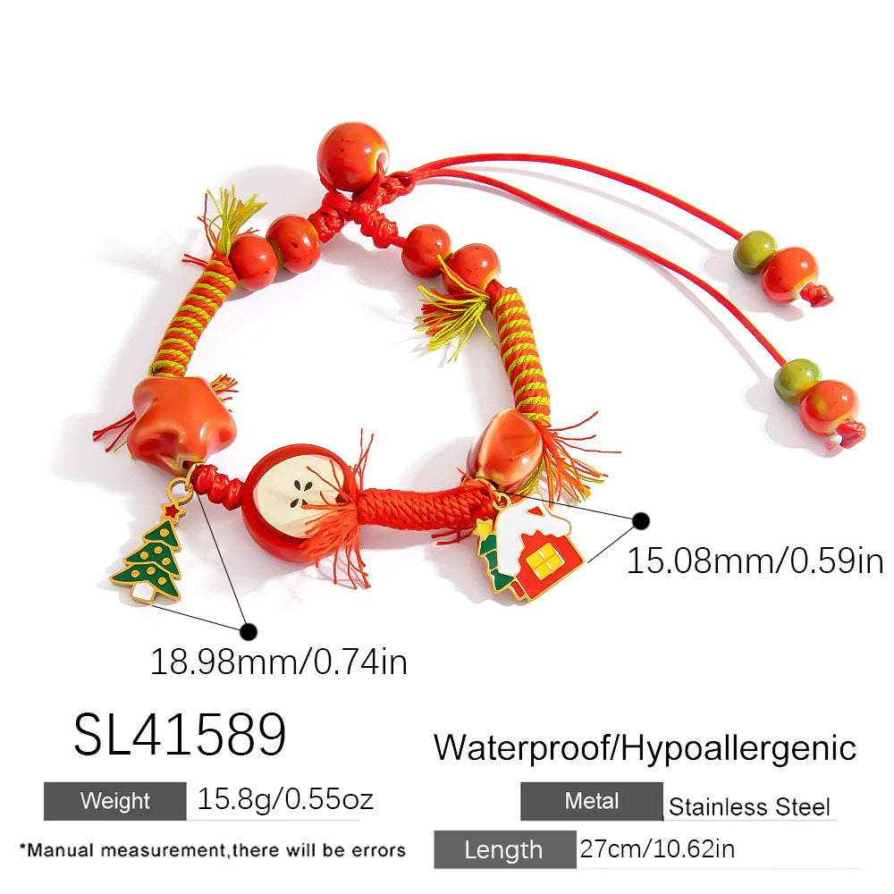 Fashionable Woven Stainless Steel Bracelet with Colorful Beads