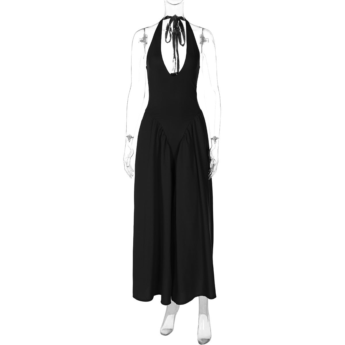 Deep V Lace Hollow-Out Maxi Dress Elegant Casual Dress