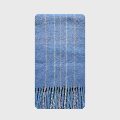 Macaron Color Fringed Check Scarf Soft Wool Blend Shawl